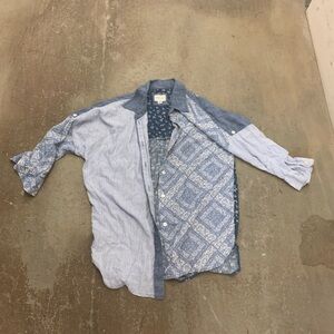 American Eagle Outfitters Floral Denim patchwork button up shirt